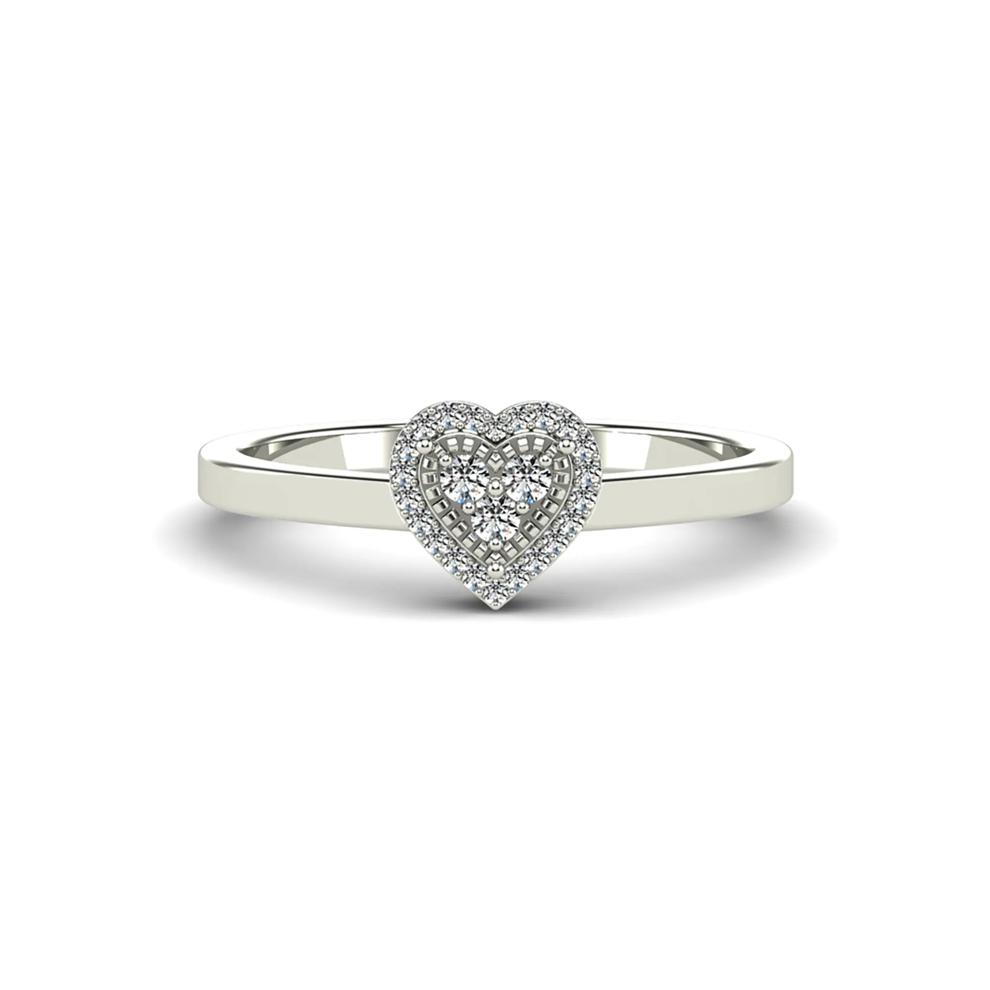 Diamond Halo Heart Ring in 14K White Gold (1/8 ct. tw.) – Image 1 of 4
