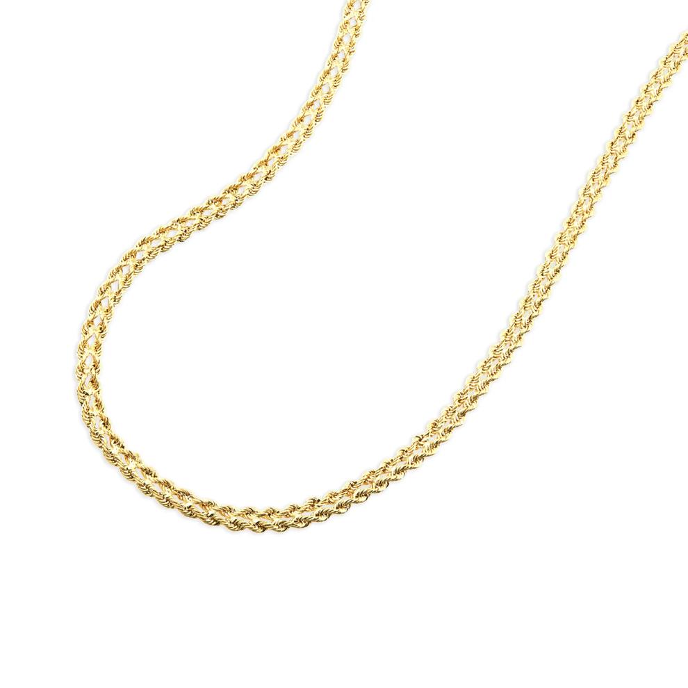 Ultra Lightweight Double Row Rope Chain in 10K Yellow Gold, 2.4mm, 18" – Image 3 of 4
