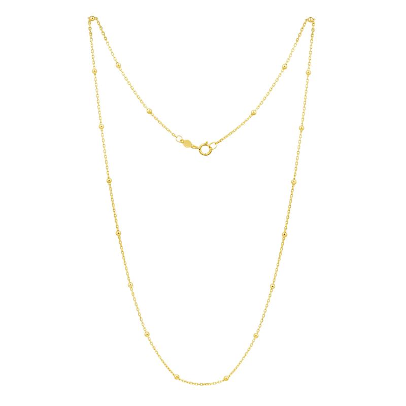 Beaded Station Necklace in 14K Yellow Gold, 17&quot; – Image 2 of 4