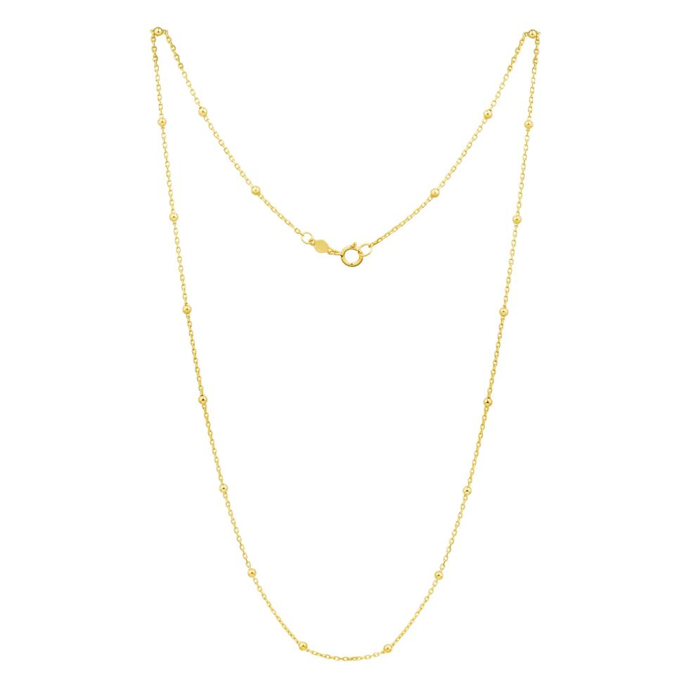 Beaded Station Necklace in 14K Yellow Gold, 17" – Image 2 of 4