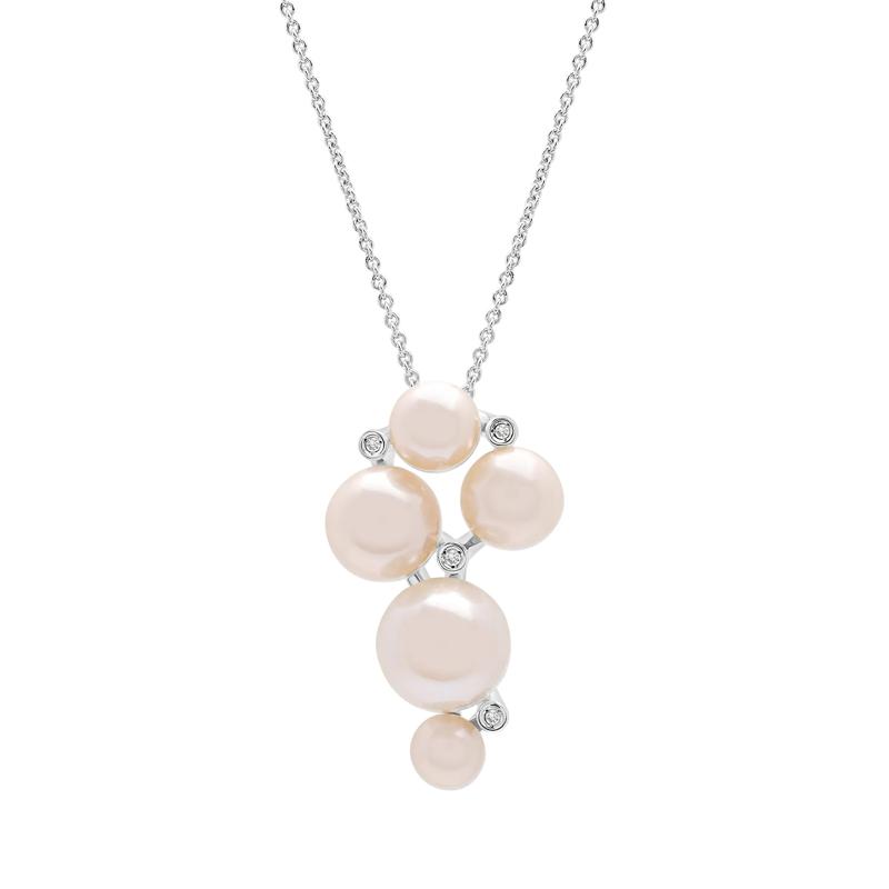 Diamond Accent and Freshwater Cultured Pearl Pendant in Sterling Silver – Image 1 of 4