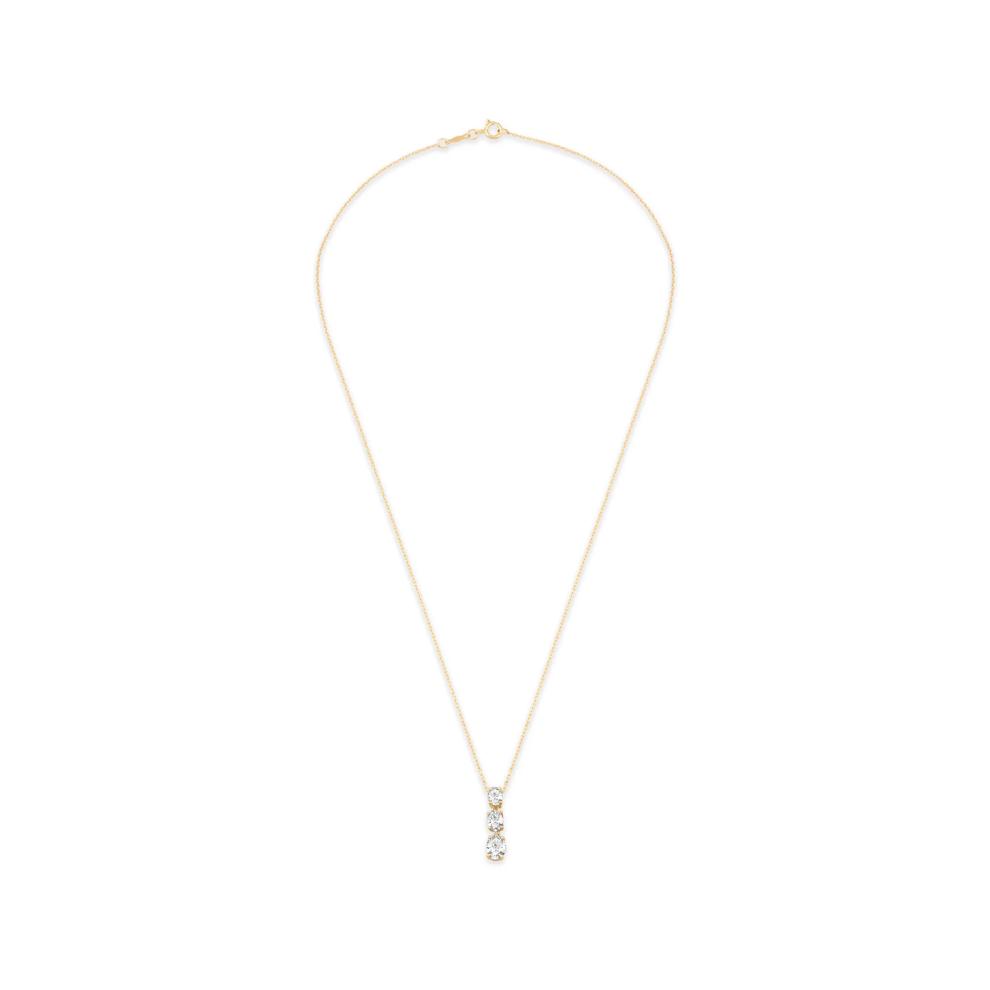 Lab Grown Diamond Three-Stone Oval Drop Pendant Necklace in 10K Yellow Gold (1 ct. tw.) – Image 2 of 4