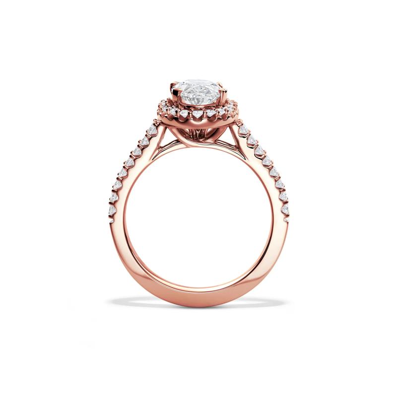 Lab Grown Diamond Oval Halo Engagement Ring in 14K Rose Gold (2 ct. tw.) – Image 2 of 4