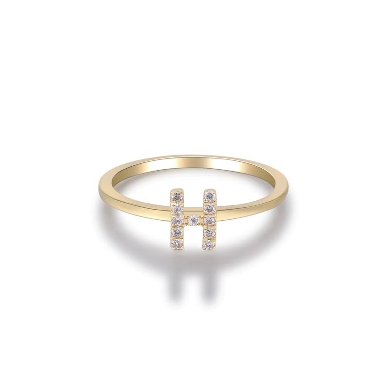 Diamond Accent "H" Initial Ring in 10K Yellow Gold – Image 5 of 5