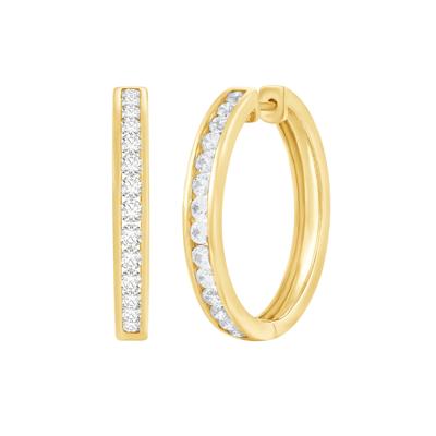 Channel-Set Diamond Hoop Earrings in 10K Yellow Gold (1 ct. tw.)