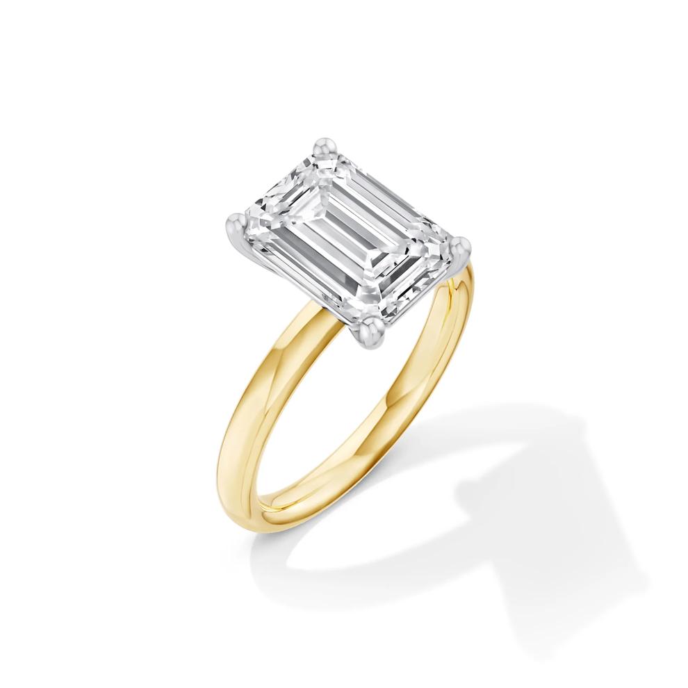 Lab Grown Diamond Emerald-Cut Solitaire Ring in 14K Yellow &amp; White Gold (4 ct.) – Image 2 of 4
