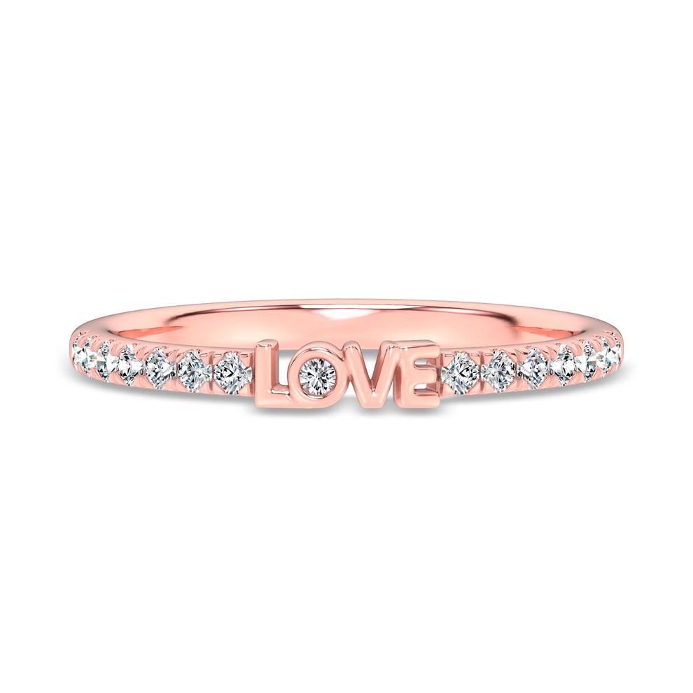 Diamond "Love" Stack Band in 10K Rose Gold (1/7 ct. tw.) – Image 1 of 4