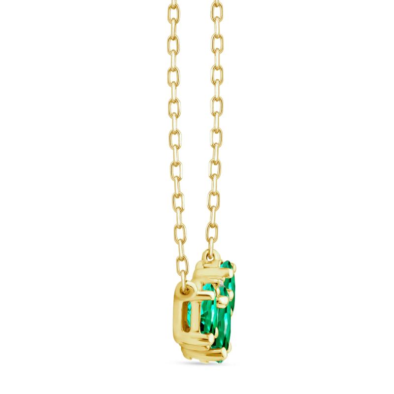 Emerald and Diamond Accent Three-Stone Necklace in 10K Yellow Gold – Image 2 of 4