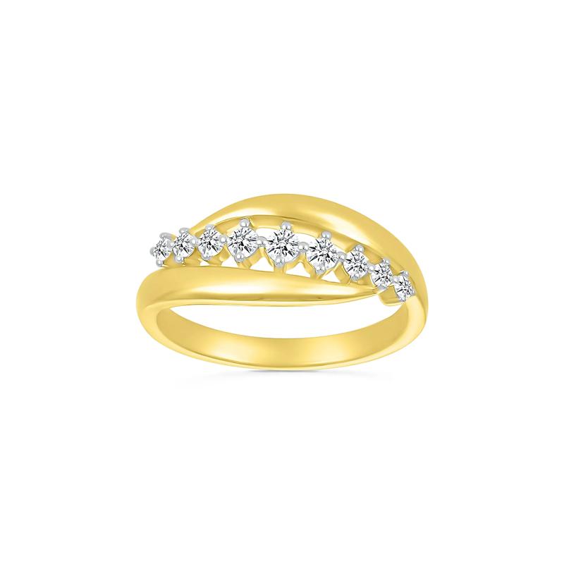 Diamond Slant Ring in 10K Yellow Gold &#40;1/4 ct. tw.&#41; – Image 1 of 5