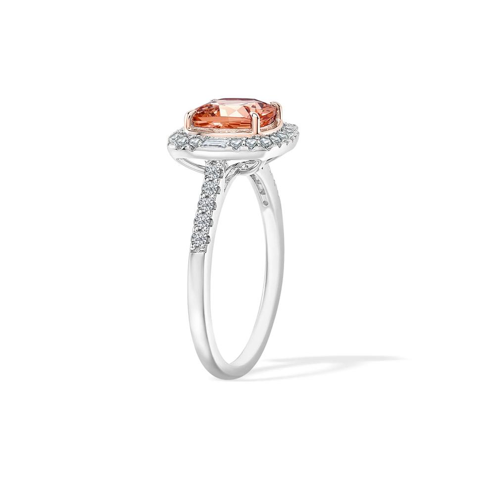 Morganite &amp; Diamond Halo Ring in 10K White &amp; Rose Gold (1/3 ct. tw.) – Image 2 of 4