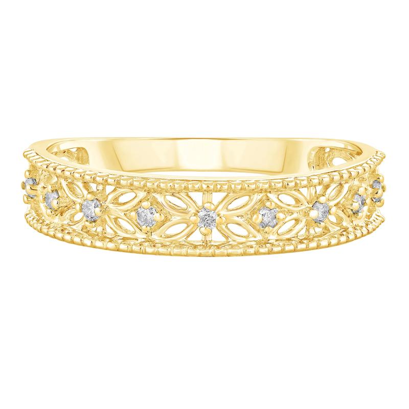 Diamond Accent Band in 10K Yellow Gold – Image 1 of 3