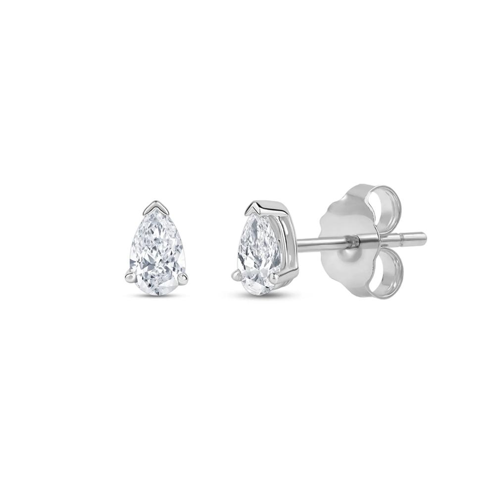 Lab Grown Diamond Pear-Shaped Solitaire Stud Earrings in 14K White Gold (1/4 ct. tw.) – Image 1 of 3