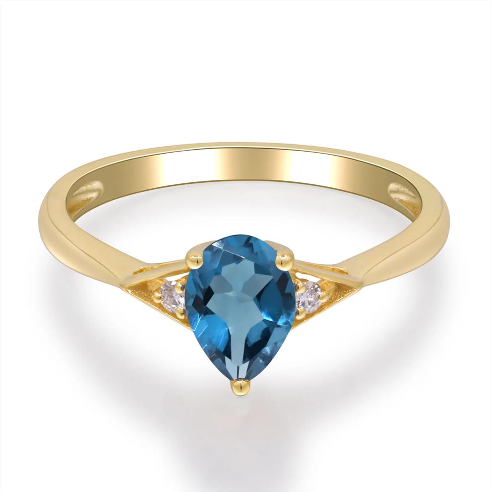 London Blue Topaz &amp; Diamond Accent Ring in 10K Yellow Gold – Image 5 of 5