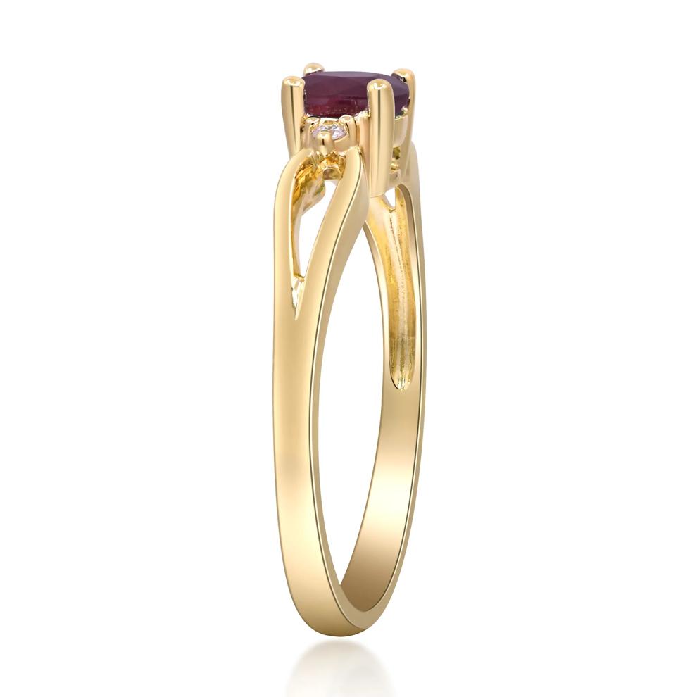Ruby &amp; Diamond Accent Split-Shank Ring in 10K Yellow Gold – Image 3 of 5