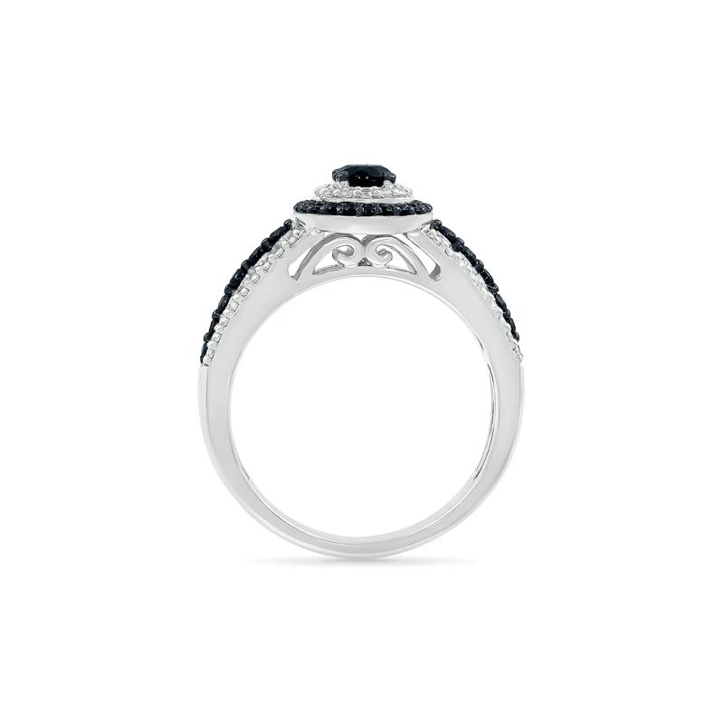Black and White Diamond Double Halo Ring in 10K White Gold &#40;3/4 ct. tw.&#41; – Image 2 of 5