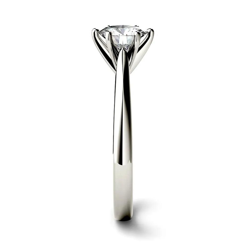 Round Moissanite Solitaire Ring in 14K White Gold (1 ct. dew) – Image 4 of 5