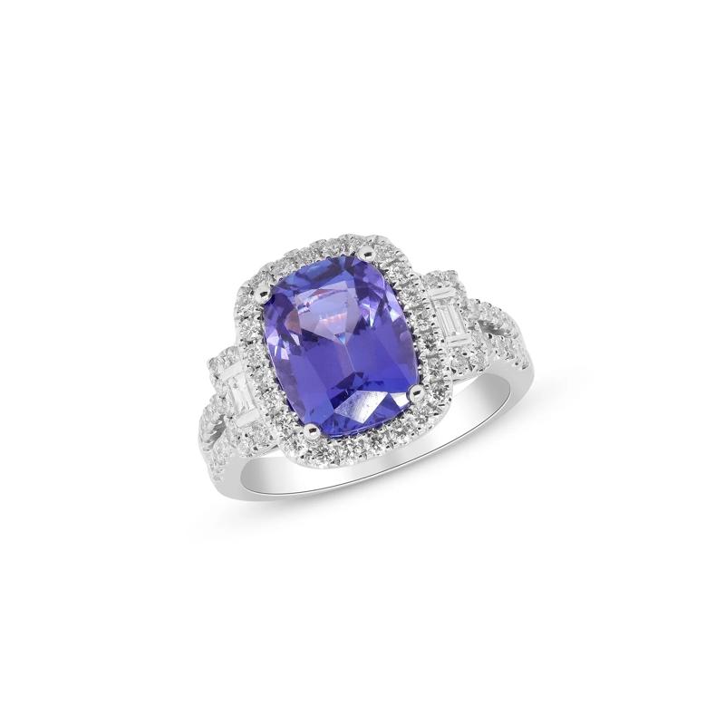 Tanzanite and Diamond Cushion Halo Ring in 18K White Gold &#40;5/8 ct. tw.&#41; – Image 4 of 4