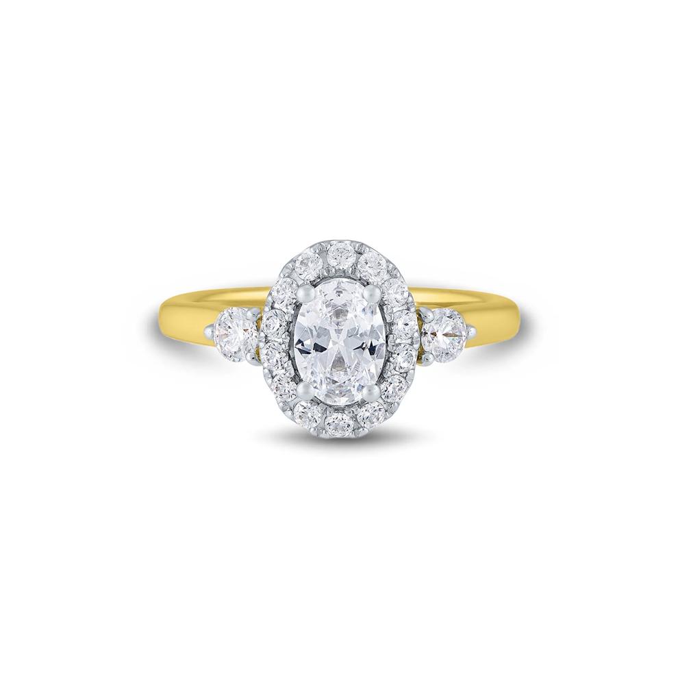 Lab Grown Diamond Three-Stone Oval Engagement Ring in 14K Yellow Gold (1 1/4 ct. tw.) – Image 1 of 3