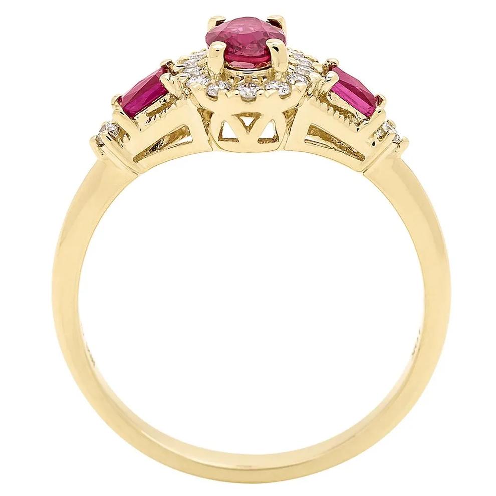 Ruby &amp; 1/7 ct. tw. Diamond Ring in 10K Yellow Gold – Image 2 of 3