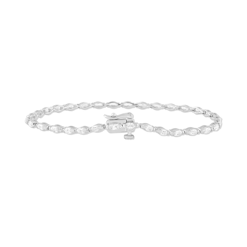 Lab Grown Diamond Marquise Line Bracelet in 10K White Gold (3 ct. tw.) – Image 2 of 2