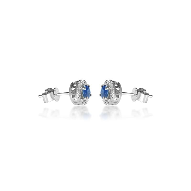 Blue Sapphire &amp; Diamond Stud Earring in 10K White Gold &#40;1/8 ct. tw.&#41; – Image 4 of 5