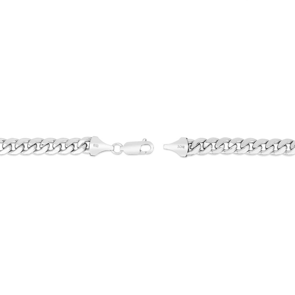 Semi-Solid Miami Cuban Necklace in 14K White Gold, 24&rdquo; – Image 2 of 3
