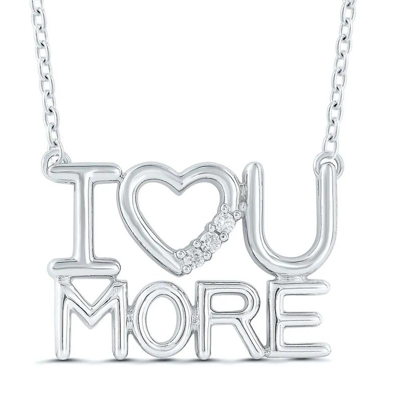 Diamond I &amp;&#35;9829; U More Necklace in Sterling Silver – Image 1 of 3