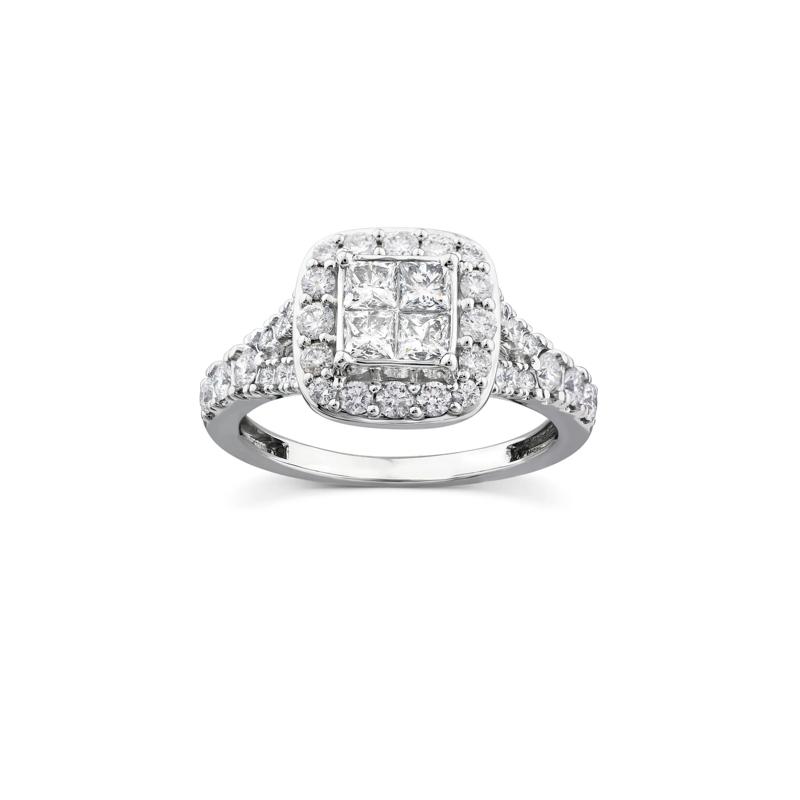 Princess-Cut Diamond Composite Engagement Ring in 10K White Gold &#40;1 1/4 ct. tw.&#41; – Image 1 of 3