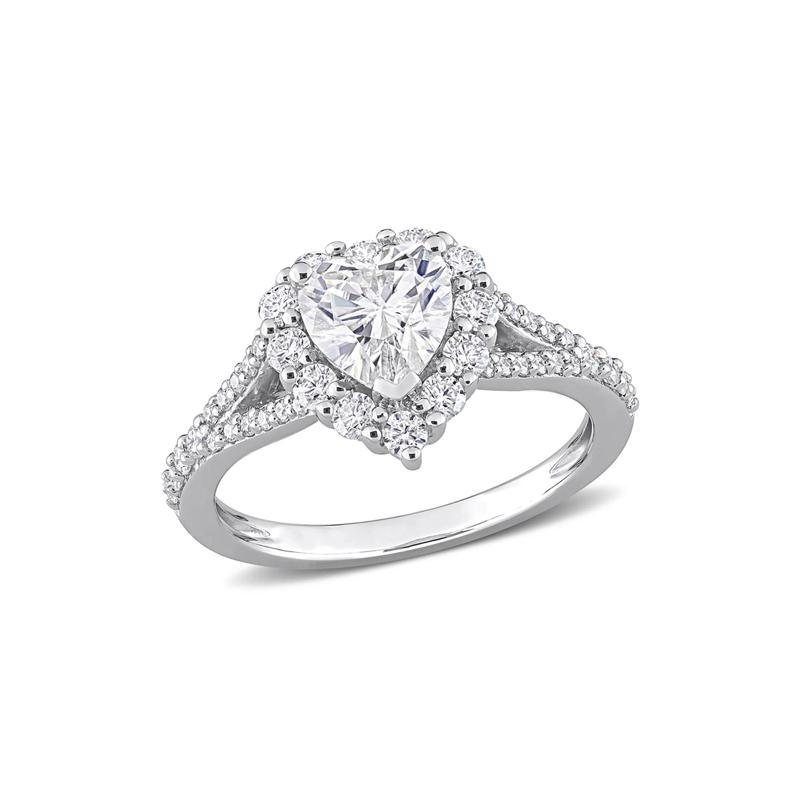 Moissanite Heart Ring in Sterling Silver &#40;1 3/5 ct. dew&#41; – Image 1 of 6