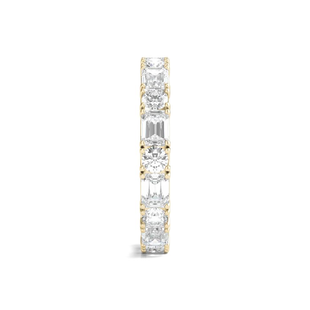 Round and Emerald-Cut Lab Grown Diamond Eternity Band in 14k Yellow Gold (3 ct. tw.) – Image 3 of 3