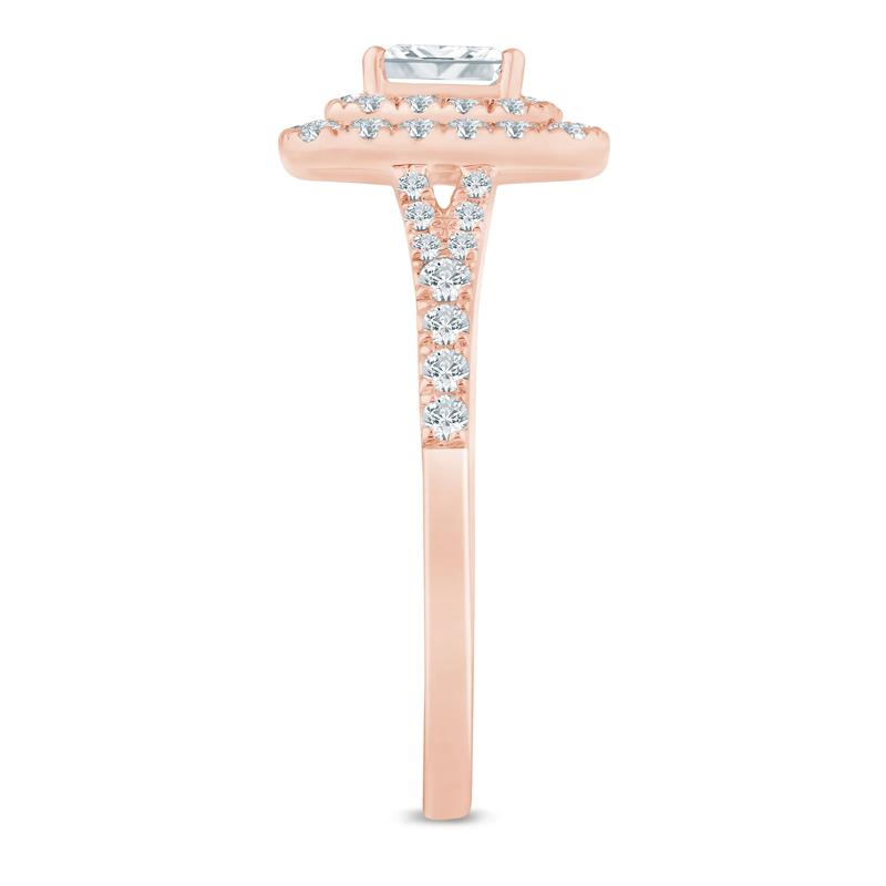 Diamond Double Halo Engagement Ring in 14K Rose Gold (1 ct. tw.) – Image 3 of 3