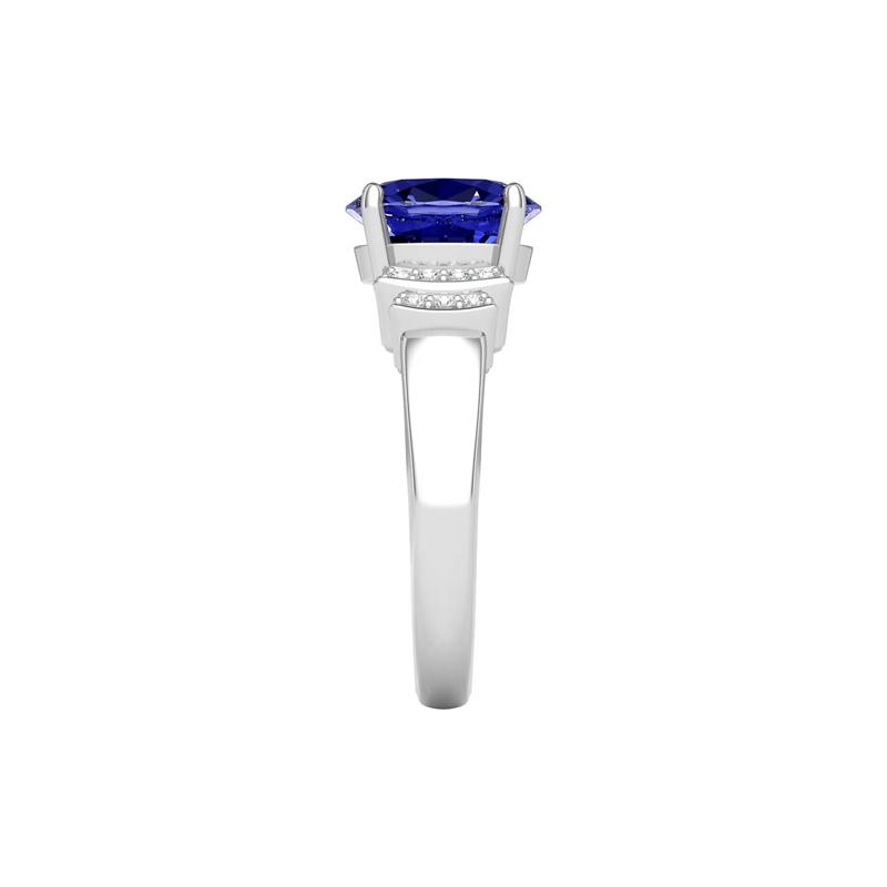 Tanzanite &amp; 1/10 ct. tw. Diamond Ring in 14K White Gold – Image 2 of 3