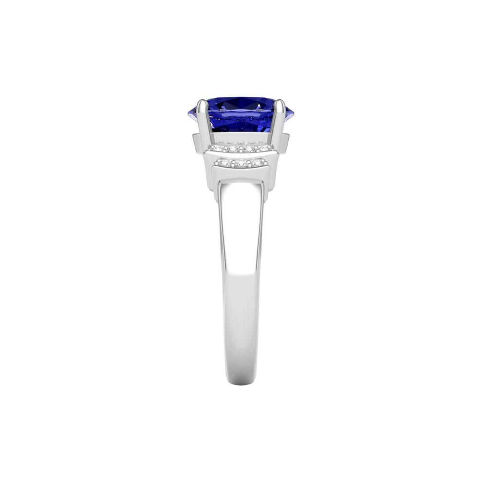 Tanzanite &amp; 1/10 ct. tw. Diamond Ring in 14K White Gold – Image 2 of 3