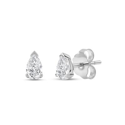 Lab Grown Diamond Pear-Shaped Solitaire Stud Earrings in 14K Gold