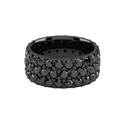 Men's Black Diamond Three-Row Eternity Band in Black Zirconium