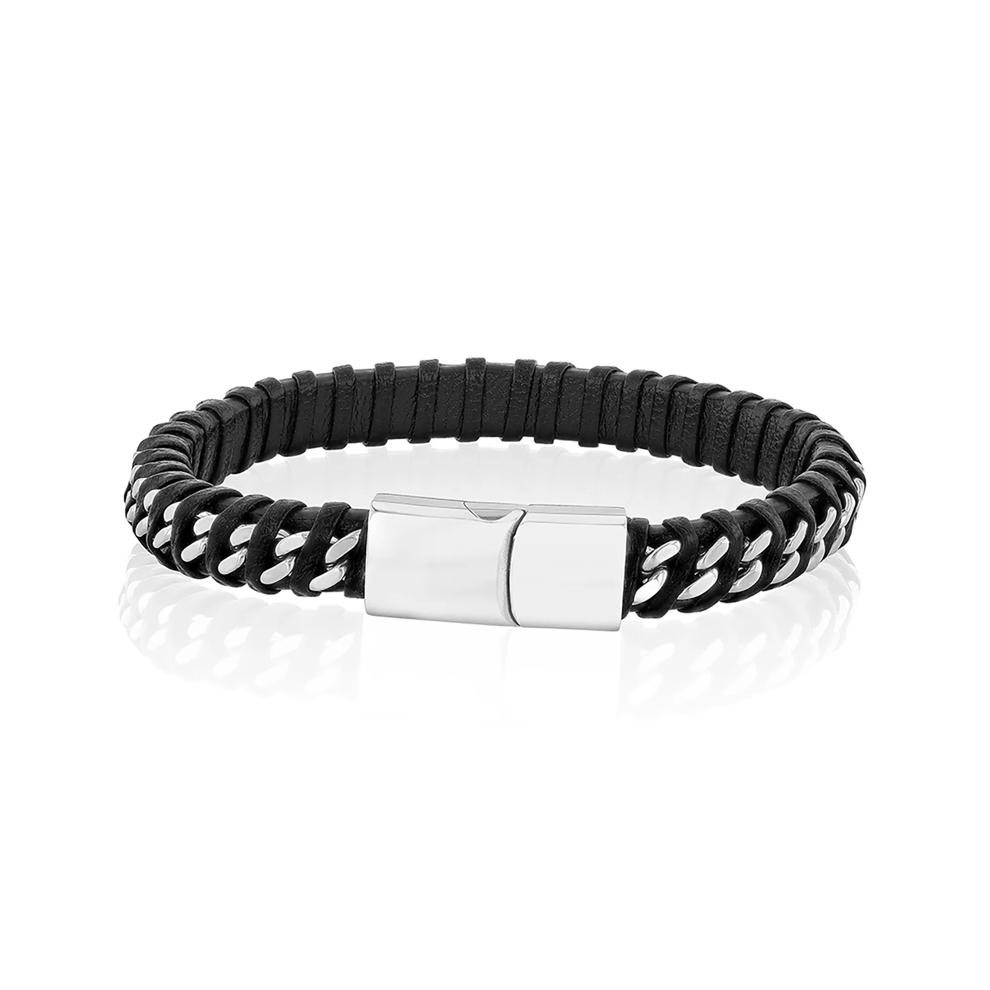 Men&rsquo;s Braided Chain Bracelet in Stainless Steel – Image 1 of 2