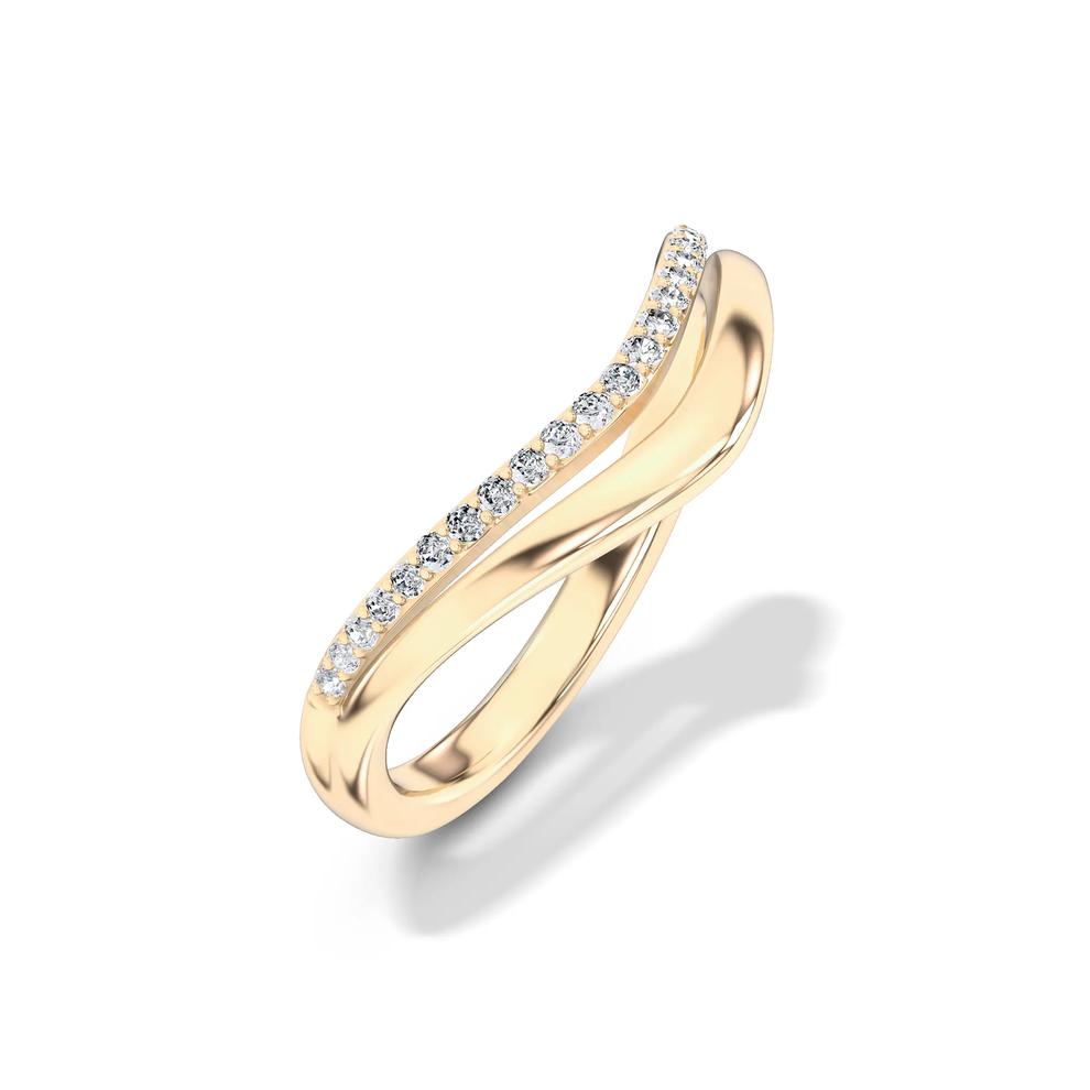 Lab Grown Diamond Double Row Contour Band in 10K Yellow Gold (1/8 ct. tw.) – Image 4 of 4