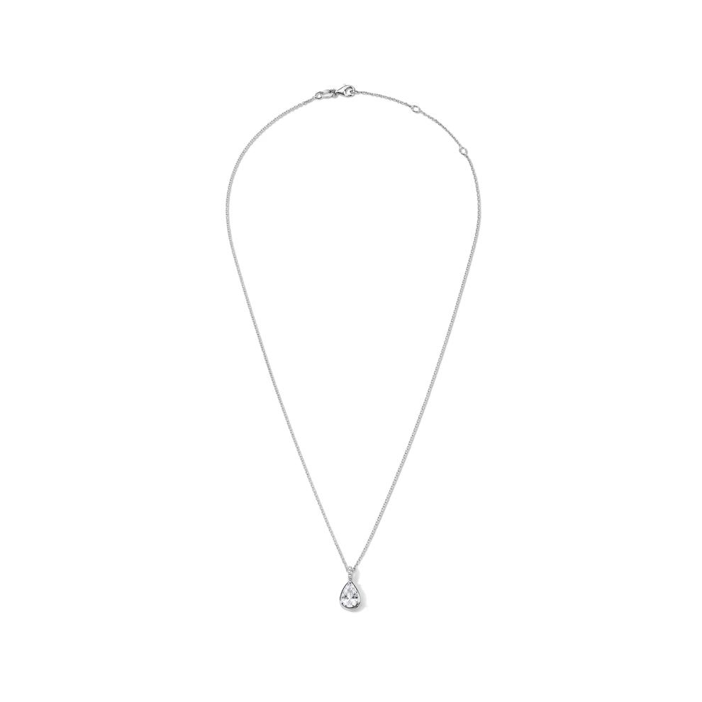 Lab-Created White Sapphire Pear-Shaped Pendant Necklace in Sterling Silver – Image 3 of 4