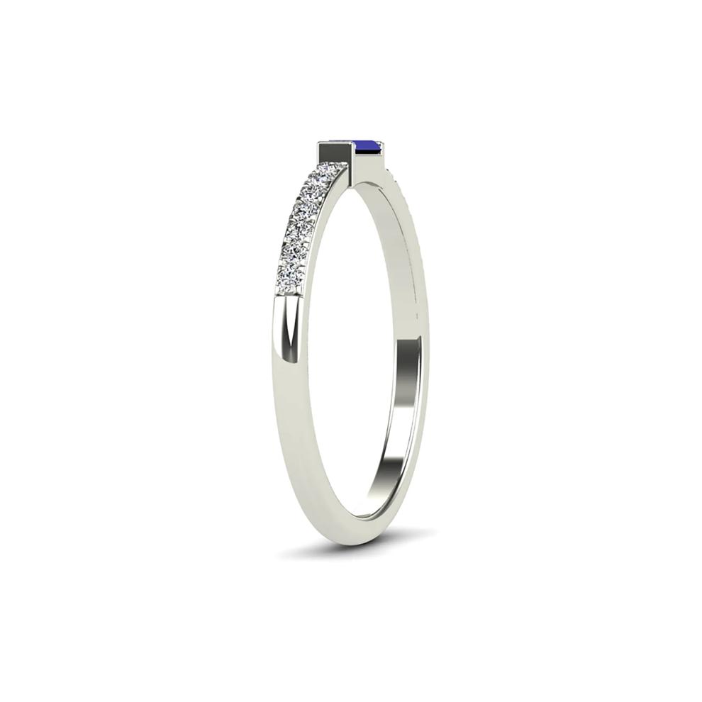 Blue Sapphire &amp; Diamond Stack Band in 10K White Gold (1/10 ct. tw.) – Image 3 of 4