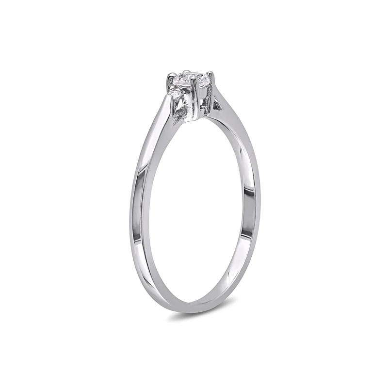 Lab Created White Sapphire &amp; Diamond Ring in Sterling Silver – Image 2 of 4