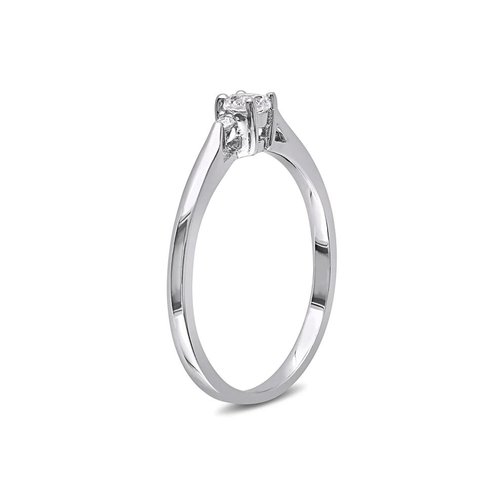 Lab Created White Sapphire &amp; Diamond Ring in Sterling Silver – Image 2 of 4