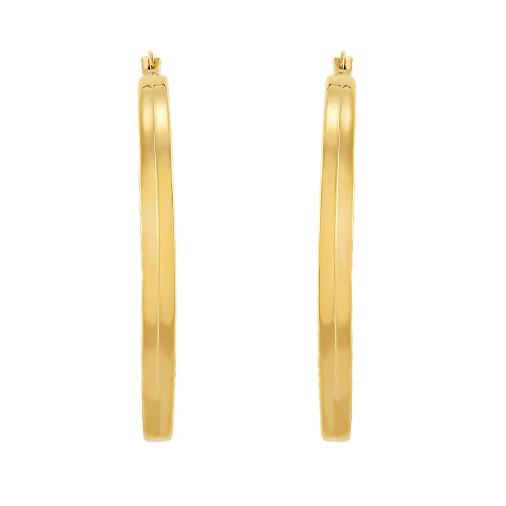 Polished Square Tube Hoop Earrings in 10K Yellow Gold, 30MM – Image 2 of 2