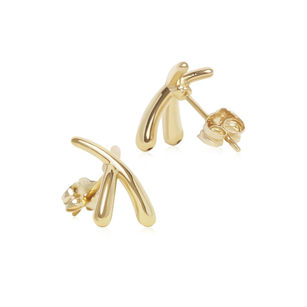 Small X Stud Earrings in 14K Yellow Gold – Image 2 of 2