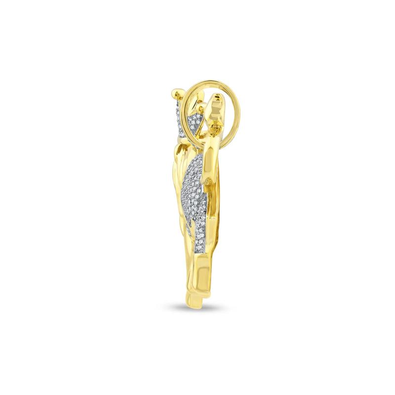 Lab Grown Diamond Crowned Lion Charm in 10K Yellow Gold &#40;3/4 ct. tw.&#41; – Image 2 of 5