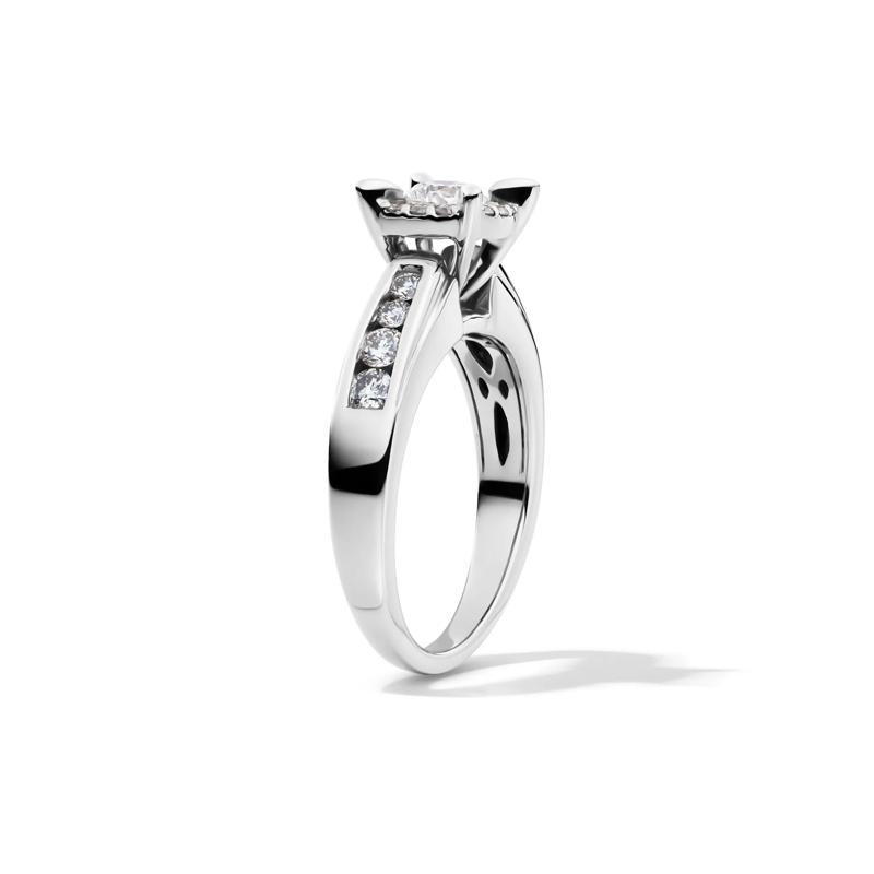 Round Side-Stone Engagement Ring with Halo in 14K White Gold &#40;1 ct. tw.&#41; – Image 3 of 5