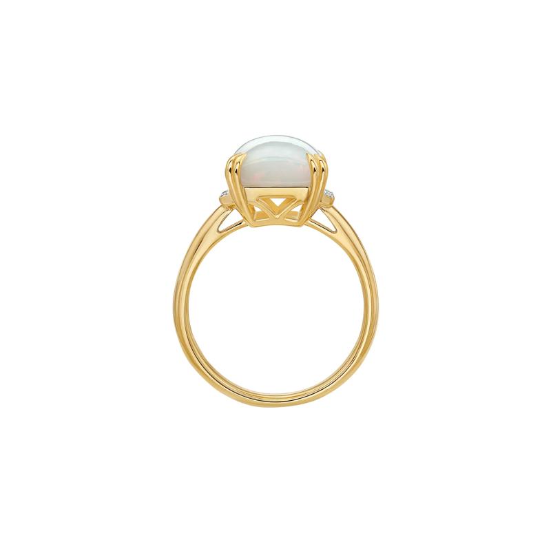 Emerald-Cut Opal and Diamond Ring in 10K Yellow Gold &#40;1/10 ct. tw.&#41; – Image 2 of 5