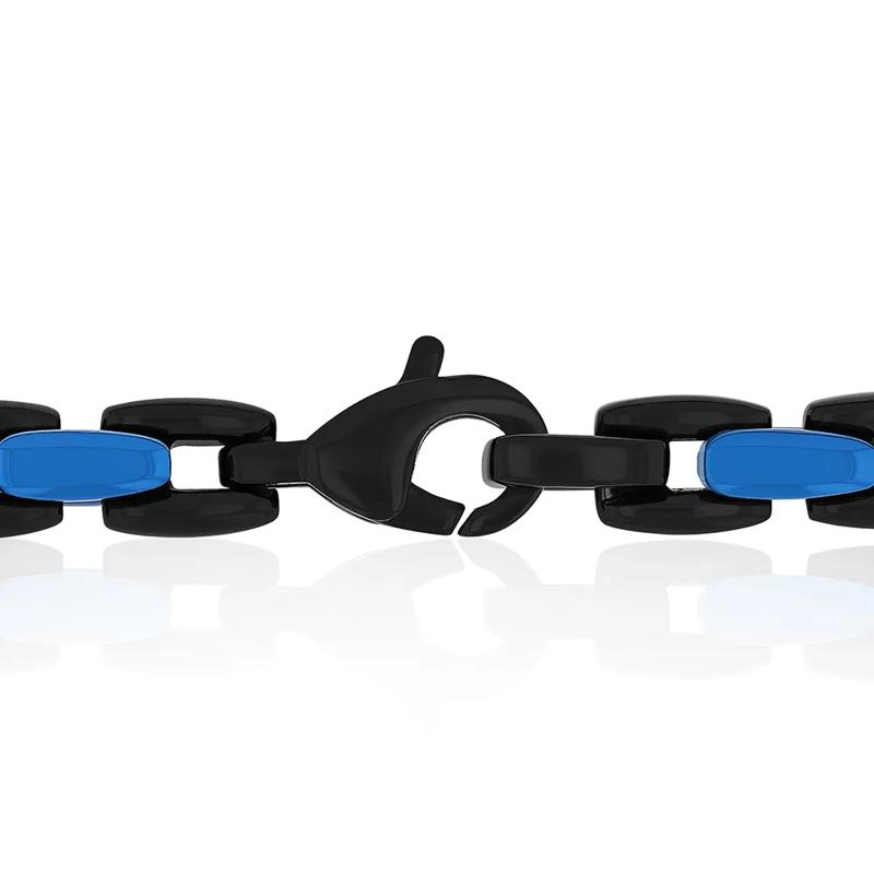 Men&rsquo;s Chain Link Necklace in Black &amp; Blue Ion-Plated Stainless Steel, 24&rdquo; – Image 2 of 2