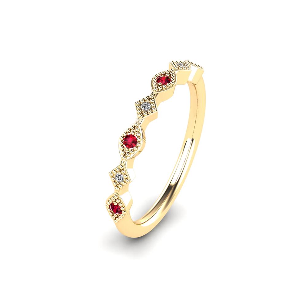 Ruby &amp; Diamond Accent Stack Band in 10K Yellow Gold – Image 4 of 4