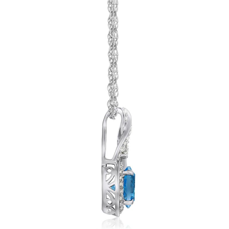 Blue Topaz and Lab-Created White Sapphire Pendant in Sterling Silver – Image 2 of 3