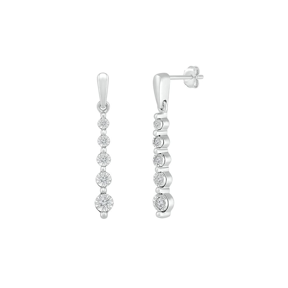 Diamond Linear Drop Earrings with Illusion Settings in 10K White Gold (1/7 ct. tw.) – Image 1 of 3